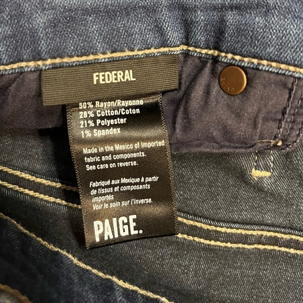 Men’s Paige Federal Vaughan dark blue jeans size 32. - Picture 7 of 8